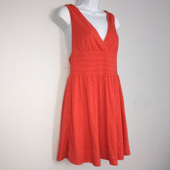 Meghan Los Angeles Dress Womens S Orange Beaded Tank Racerback Cotton Blend Midi - Picture 4 of 7